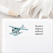 Étiquette Illustration d'hydravion bleu blanc (En situation)