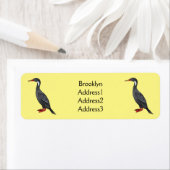 Étiquette Illustration d'oiseau cormoran à pattes rouges (En situation)