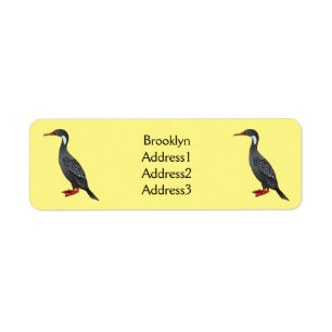 Étiquette Illustration d'oiseau cormoran à pattes rouges