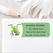 Étiquette Illustration drôle de mante verte en prière (En situation)