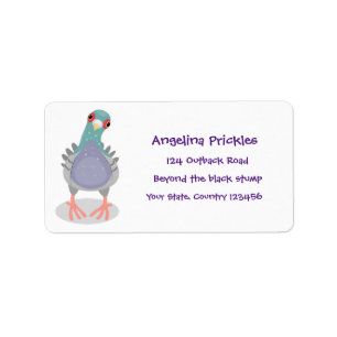 Étiquette Illustration drôle de pigeon curieux
