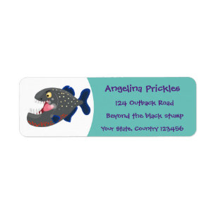 Étiquette Illustration drôle de piranha affamée