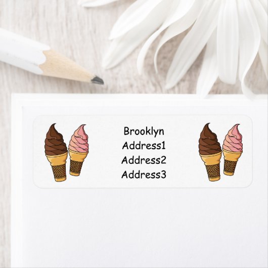 Étiquette Illustration du cône de crème glacée (En situation)