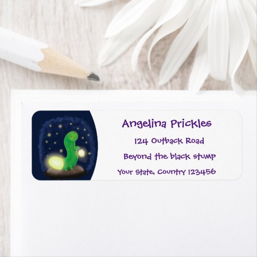 Étiquette Illustration du ver vert mou (En situation)