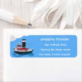 Étiquette Illustration d'un bateau à chalutier mignon (En situation)