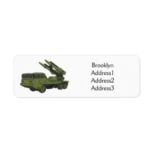 Étiquette Illustration d'un camion de missiles militaires
