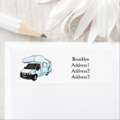Étiquette Illustration d'un campervan heureux (En situation)