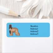 Étiquette Illustration d'un chien hound afghan (En situation)