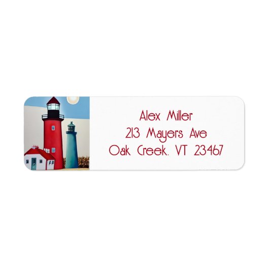 Étiquette Illustration d'un phare sur l'océan (Devant)