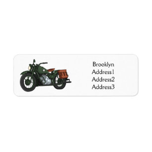 Étiquette Illustration d'une moto de croiseur militaire