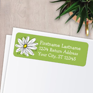 Étiquette Illustration florale Daisy tendance - chaux et jau