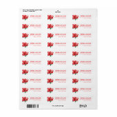 Étiquette Illustration florale rouge romantique (Feuille entière)