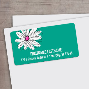 Étiquette Illustration florale tendance - rose et vert