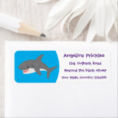 Étiquette Illustration joyeuse du grand requin blanc (En situation)