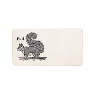 Étiquette Illustration mauvaise d'écureuil de 1800s vintage