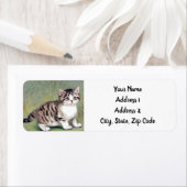 Étiquette Illustration vintage de chaton rayé (En situation)