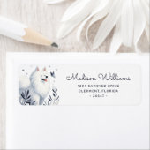 Étiquette Illustration Whimsical Samoyed Dog (En situation)