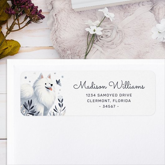 Étiquette Illustration Whimsical Samoyed Dog