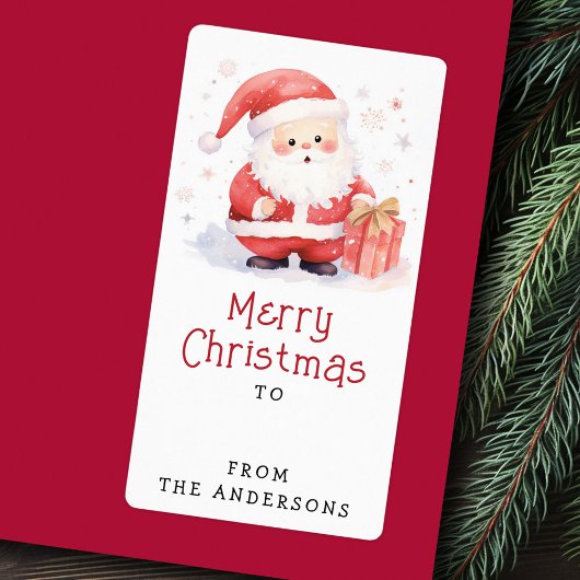 Étiquette Image d'aquarelle Père Noël mignonne à partir du c