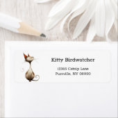 Étiquette Image de chat Tan Smug Whimsical Adresse de retour (En situation)