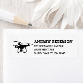 Étiquette Image de drone noir et blanc Adresse de retour (En situation)