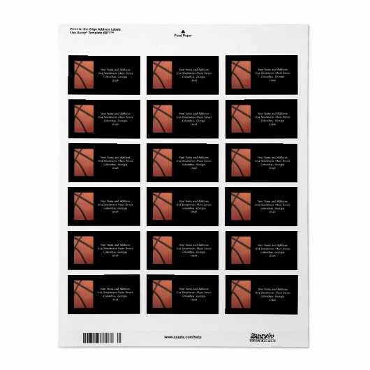 Étiquette Image de sport de basket-ball (Feuille entière)