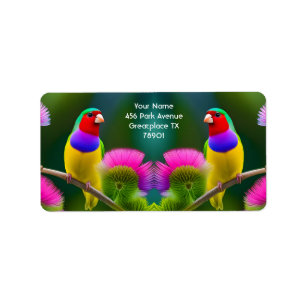 Étiquette Imaginaire coloré Gouldian Finch