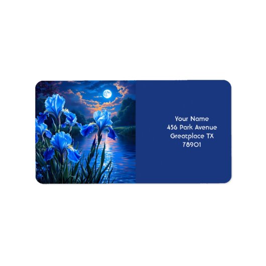 Étiquette Imaginaire Cute River Blue Irises (Devant)