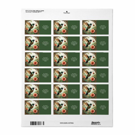 Étiquette Imaginaire Cute Steampunk Fleurs d'oiseaux (Feuille entière)