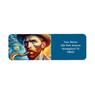 Étiquette Imaginaire Cute Van Gogh Saxophone