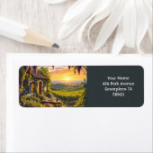 Étiquette Imaginaire Cute Vineyard Cottages Fields (En situation)