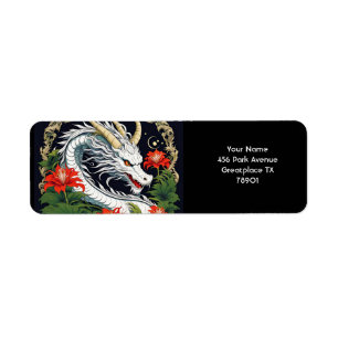 Étiquette Imaginaire Cute Vivid Fleurs Dragon Feuilles