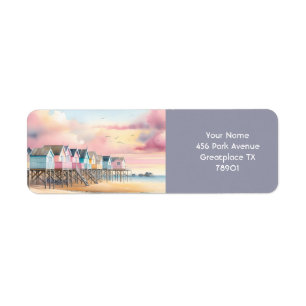 Étiquette Imaginaire Cute Watercolor Beach Huts