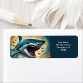 Étiquette Imaginaire Fleurs Vivides Vagues Requin (En situation)