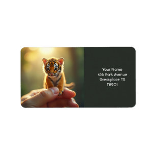 Étiquette Imaginaire mignon bébé Tiger main