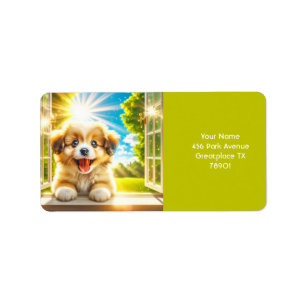 Étiquette Imaginaire mignon chien soleil bébé chien