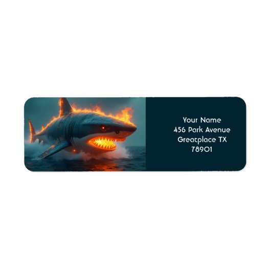 Étiquette Imaginaire mignon feu requin mer (Devant)