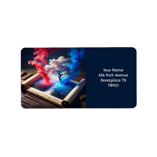 Étiquette Imaginaire mignon Sakura bleu rouge (Devant)