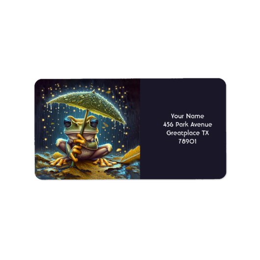 Étiquette Imaginaire Mignonne Parapluie Frog Pluie (Devant)