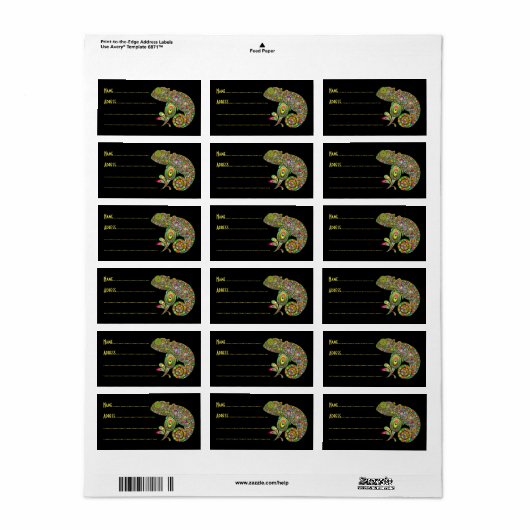 Étiquette Imaginaire psychédélique de Chameleon (Feuille entière)