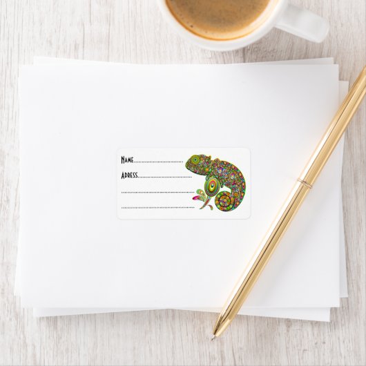 Étiquette Imaginaire psychédélique de Chameleon (En situation)