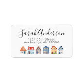 Étiquette Immobilier Watercolor Maisons Retour Adresse (Devant)