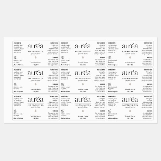 Étiquette imperméable 1 OZ/30ml de bouteille de go (Feuille)