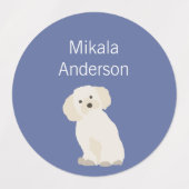 Étiquette imperméable aux couleurs de chien maltai (Design 1)