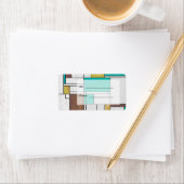 Étiquette Impression Brown jaune Turquoise Mondrial (En situation)