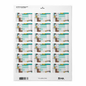 Étiquette Impression Brown jaune Turquoise Mondrial (Feuille entière)