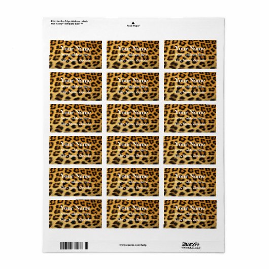 Étiquette Impression de fourrure Leopard (Feuille entière)
