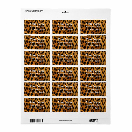 Étiquette Impression de fourrure Leopard (Feuille entière)