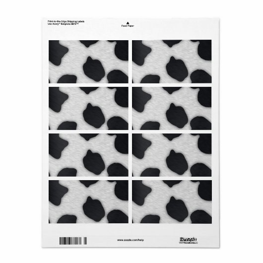 Étiquette Impression de vache laitière (Feuille entière)