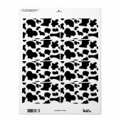 Étiquette Impression de vache noire et blanche (Feuille entière)